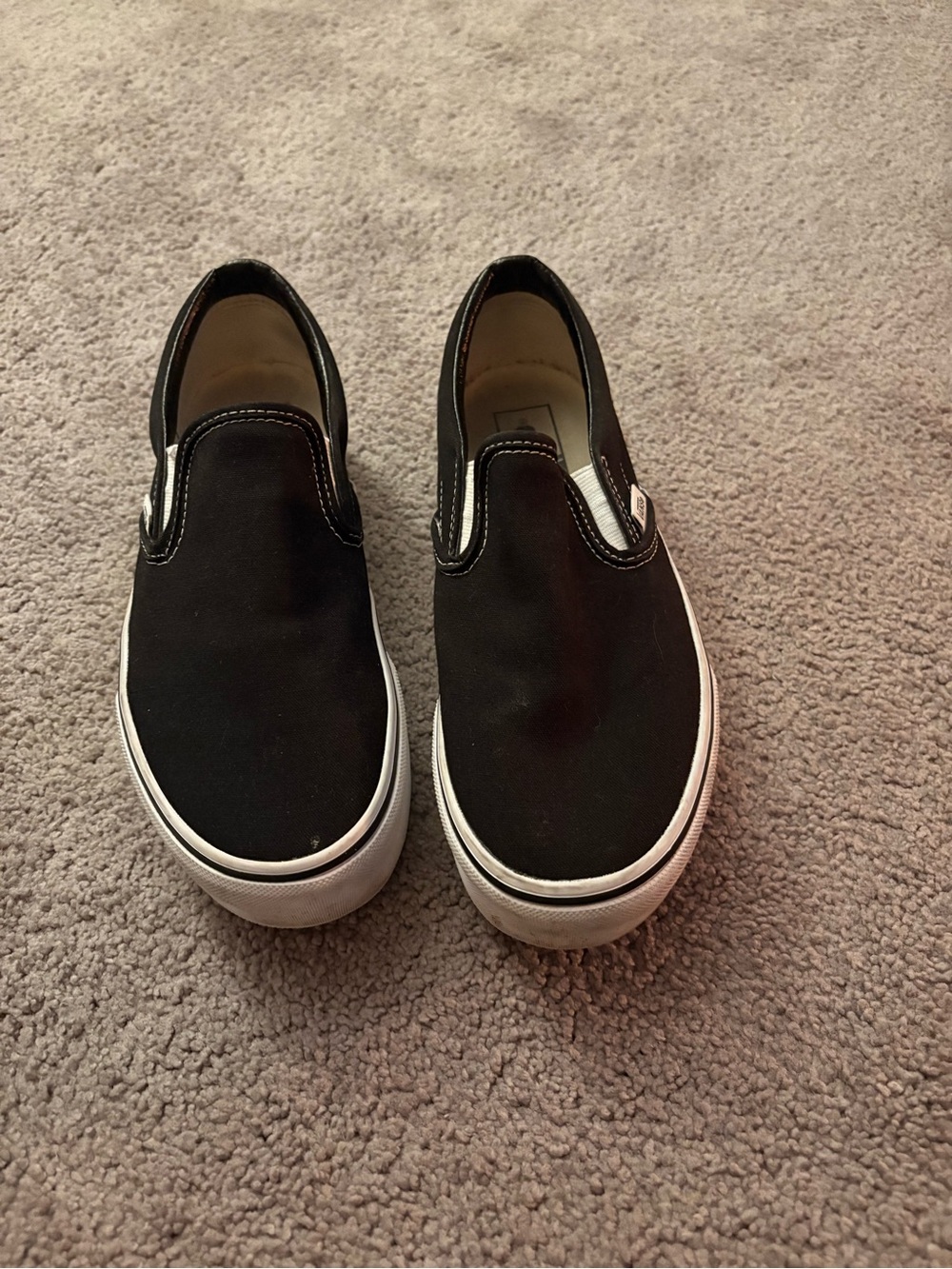 Vans Black Slip-On Canvas Sneakers with White Sole